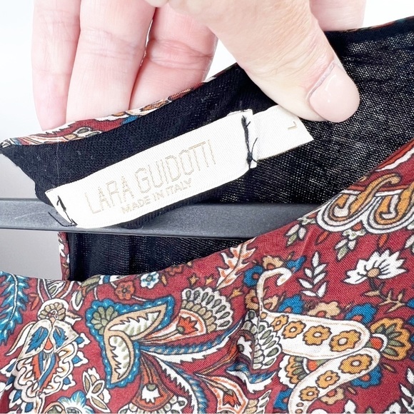 ✅ Lara Guidotti Women's Maxi Silk Blend Dress, Brown/Paisley Size LARGE - Picture 9 of 10